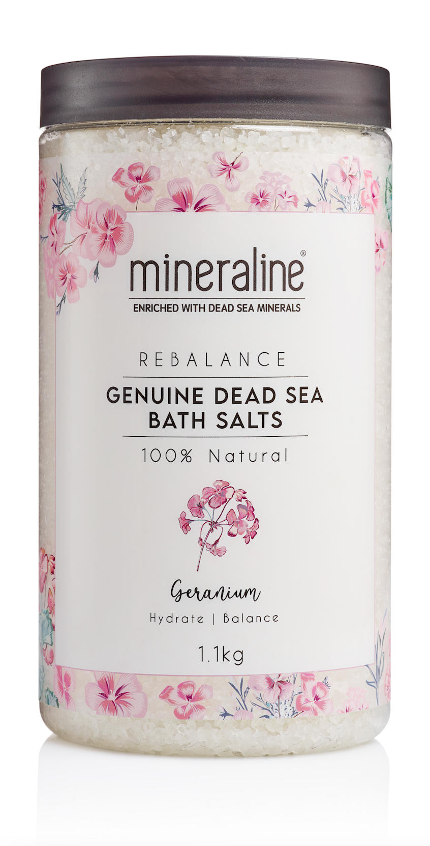 Rebalance Geranium Genuine Dead Sea Bath Salts | أملاح البحر الميت بزيت إبرة الراعي